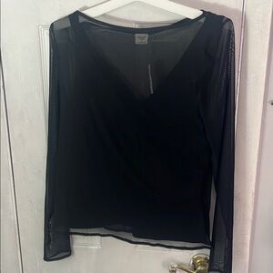Abercrombie & Fitch Black Sheer Blouse Size XL